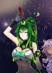  2_girls animal_ears bare_shoulders blue_eyes breasts cat cat_ears cat_girl cat_tail crop_top enmouno female female_only fireworks green_hair green_heart hair_ornament headgear high_resolution horn huge_breasts hyperdimension_neptunia long_hair multiple_girls neptune_(hyperdimension_neptunia) neptune_(neptune_series) neptunia_(series) new_year next_green purple_hair rocket shin_jigen_game_neptune_vii short_hair slit_pupils symbol-shaped_pupils tail vert very_long_hair 