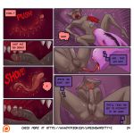 anal anthro armpits blush comic deep_rimming dialogue dickgirl dragon feline furry internal intersex intersex/male james_howard larger_intersex lying male mammal nude on_back oral patreon purple_skin rimming scalie sex size_difference testicles