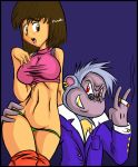 artist_request ass_grab boots boots_(dora_the_explorer) breasts brown_eyes brown_hair cigarette dora_marquez dora_the_explorer green_panties huge_breasts latina mexican monkey nick_jr. nickelodeon panties raised_eyebrow red_eyes voyeur