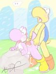 asdfjkl03 from_behind koopa koopa_troopa nintendo outdoors pink_skin super_mario_bros. turtle yellow_skin yoshi