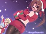  1boy 2girls ass ayasaki_hayate breasts christmas elbow_gloves erect_nipples gloves hayate_ayasaki hayate_no_gotoku! hayate_the_combat_butler highres hoppege huge_breasts maria_(hayate_no_gotoku!) multiple_girls nagi_sanzenin panties panties_under_pantyhose pantyhose pantyshot red_gloves santa_costume sanzen&#039;in_nagi sanzenin_nagi underwear upskirt 