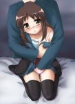 1girl breast_grab breasts cry fingering footwear forced genderswap grabbing hand_in_panties hayashiya_zangourou hayashiya_zankurou kyon kyonko molestation panties rape school_uniform serafuku socks solo_focus suzumiya_haruhi_no_yuuutsu tears the_melancholy_of_haruhi_suzumiya thighhighs underwear wet