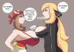 big_breasts blonde_hair breast_envy brown_hair cynthia_(pokemon) face-to-face game_freak hair_over_one_eye haruka_(pokemon) humans_of_pokemon long_hair may_(pokemon) nintendo pokemon pokemon_(anime) pokemon_black_2_&_white_2 pokemon_black_and_white pokemon_bw pokemon_bw2 pokemon_diamond_pearl_&_platinum pokemon_dppt shirona_(pokemon) symmetrical_docking