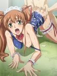 ass ass_grab baanin blonde_hair blush breasts brown_hair clothed_female_nude_male code_geass cum cum_in_pussy cum_inside cum_on_back cum_on_body cum_on_clothes cum_on_upper_body cum_pool cumdrip doggystyle from_behind green_eyes highres large_breasts leg_ribbon long_hair nipples open_mouth rape ribbon scream screaming sex shiny shiny_clothes shirley_fenette skin_tight spandex sweat swimsuit tears twintails vaginal waitress yellow_eyes