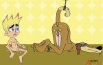  anus ass blonde_hair blue_eyes bondage cum cum_drip cum_on_ass dog dukey erection johnny_test johnny_test_(character) nude penis uncensored yaoi 