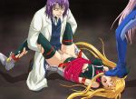 1boy 2girls bdsm blonde_hair blush bodysuit bondage bound breasts censored closed_eyes cum cyclone erect_nipples fate fate_testarossa hair hetero jail_scaglietti labcoat long_hair lyrical_nanoha mahou_shoujo_lyrical_nanoha mahou_shoujo_lyrical_nanoha_strikers missionary multiple_girls no_panties numbers numbers_(nanoha) penis rape sette sette_(nanoha) sex spandex thighhighs torn_clothes twintails vaginal