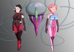 aelita_schaeffer big_breasts black_hair bodysuit breasts code_lyoko dazed empty_eyes mind_control oo_sebastian_oo open_mouth pink_hair scyphozoa short_hair tentacles yumi_ishiyama