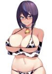 bell_collar big_breasts bikini cow_bell cow_girl cow_print cow_print_bikini cowbell crossed_arms elbow_gloves huge_breasts massive_breasts micro_bikini