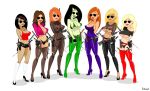  7girls ann_possible bodysuit bonnie_rockwaller breasts cameltoe crop_top fnbman high_heels kim_possible kimberly_ann_possible leggings lineup multiple_girls nipples panties see-through shego stockings sunglasses tara_(kim_possible) thighs thong vivian_porter yori 