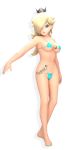  1girl 3d bikini blonde blonde_hair crown earrings female female_human female_only hair_over_one_eye hanxulz long_blonde_hair long_hair looking_at_viewer mostly_nude princess_rosalina standing super_mario_bros. transparent_background 