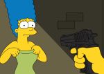 animated_gif big_breasts breasts gun marge_simpson milf nipples the_simpsons weapon wvs yellow_skin