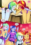 4girls ass bent_over bra comic equestria_girls equestria_untamed friendship_is_magic humanized my_little_pony panties physical_education princess_celestia princess_luna principal_celestia rainbow_dash rainbow_dash_(mlp) spanking sunset_shimmer sunset_shimmer_(eg) tagme underwear vice_principal_luna