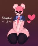 1girl 2016 anthro bear clothing eyewear fur furry girly glasses hair high_res male mammal nipples panties piercing strawbeary_j underwear wide_hips