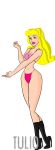  babe beautiful bikini blonde_hair breasts disney female green_eyes high_heels legs lipstick long_hair navel princess_aurora sleeping_beauty smile teeth tulio_(artist) white_background woman 