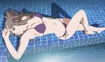  1girl 1girl areola big_breasts bikini breasts fire_emblem fire_emblem:_awakening grey_eyes grey_hair long_hair lying nintendo on_back smile sumia swimsuits 