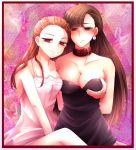 2_girls ace_attorney ayasato_chihiro bangs bare_shoulders bdsm black_dress blush bondage bound bound_wrists breast_grab breasts brown_hair chocolate_hair clavicle cleavage collar collarbone dahlia_hawthorne dress earrings embarrassed female_only grabbing groping jewelry kazusa919329 long_hair medium_breasts mia_fey miyanagi_chinami multiple_girls orange_hair red_eyes restrained sitting slave smile very_long_hair yuri