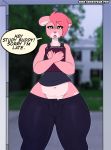 1girl 2016 anthro bear book bulge canine clothed clothing dialogue english_text fur furry girly hair high_res looking_at_viewer male mammal midriff navel somescrub speech_bubble strawbeary_j text wide_hips