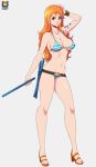  big_breasts bikini breasts cleavage clima-tact female kyoffie nami nami_(one_piece) one_piece solo swimsuit weapon 