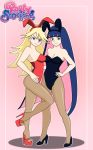 2_girls big_breasts breasts bunny_ears bunnysuit copyright_name female_only high_heels long_hair looking_at_viewer panty_&_stocking_with_garterbelt panty_(psg) panty_anarchy pervyangel sister sisters stocking_(psg) stocking_anarchy very_long_hair