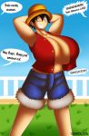 big_breasts breasts genderswap luffyko monkey_d._luffy one_piece smile superi90 superi90_(artist)