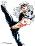 anti_hero ass big_ass black_bodysuit black_cat_(marvel) blue_eyes breasts caucasian caucasian_female cleavage clothed_female comic_book_character domino_mask felicia_hardy huge_breasts light-skinned_female lipstick long_hair makeup marvel marvel_comics mask mature_female nipples pussy red_lipstick rob_durham skin_tight skintight_bodysuit spider-man_(series) unzipped unzipped_bodysuit white_hair