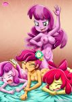  4_girls apple_bloom apple_bloom_(eg) bbmbbf cheerilee cheerilee_(eg) equestria_girls equestria_untamed human my_little_pony palcomix scootaloo scootaloo_(eg) spanking sweetie_belle sweetie_belle_(eg) tagme 