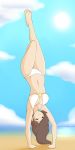 1girl avatar:_the_last_airbender big_breasts bikini breasts female_only full_body handstand marikazemus34 outside solo_female tall_image ty_lee upside-down white_bikini