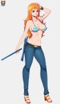  big_breasts bikini_top breasts cleavage clima-tact female kyoffie nami nami_(one_piece) one_piece solo weapon 