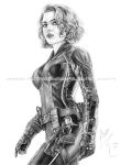 1girl actress armando_huerta avengers avengers:_age_of_ultron black_widow bodysuit celeb eyelashes female_only gloves gun marvel marvel_comics natasha_romanoff non-nude scarlett_johansson short_hair weapon