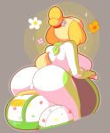  1girl animal_crossing animal_crossing_new_leaf anthro ass breasts canid canine canine_humanoid clothed clothing doubutsu_no_mori fur furry hair hair_tie high_res isabelle_(animal_crossing) jingle_bell mammal mario_bros mario_kart nintendo ponytail secretary shih_tzu shizue_(doubutsu_no_mori) simple_background super_mario_bros. theycallhimcake thick_ass thick_legs thick_thighs video_games yellow_fur 