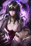 1girl aura big_breasts black_hair books breasts crown fire_emblem fire_emblem_awakening hot jewelry long_hair magic pale_skin partially_clothed pussy sakimichan tagme tharja