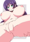 1girl anus aqua_eyes areolae big_breasts blush breasts clitoris cute female hair_ornament highres huge_breasts long_hair long_twintails love_live!_school_idol_project naruse_mai nipples nude purple_hair pussy solo spread_legs toujou_nozomi twin_tails twintails uncensored