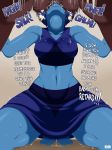 1girl anonymous blue_skin breasts dark-skinned_male dark_skin deepthroat duo english_text fellatio forced_oral gem_(species) interracial interspecies jlullaby lapis_lazuli lapis_lazuli_(steven_universe) oral steven_universe testicles text toes tongue