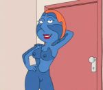 artist_request breasts crossover family_guy hair lipstick lois_griffin marvel mystique_(cosplay) nipple nipples pussy red_lipstick short_hair smile solo teeth vagina x-men