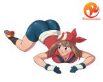 ass bandana big_ass big_breasts blue_eyes breasts brown_hair haruka_(pokemon) may pokemon pokemon_(game) pokemon_rse reit