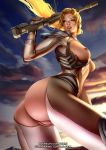  activision ass blizzard_entertainment blonde blonde_hair breasts gun nipples nova_(starcraft) november_terra pussy starcraft weapon zumi_(artist) 