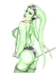 1girl alien alien_girl armando_huerta ass bare_shoulders big_breasts breasts dat_ass disney female_only green_skin high_resolution interspecies large_ass nipples oola return_of_the_jedi sideboob star_wars twi'lek