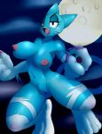  1girl 1girl absurd_res anthro armpits breasts cartoon_network cat cosplay darkstalkers erect_nipples felicia_(darkstalkers) feline full_moon furry high_res jaynatorburudragon mammal moon nicole_watterson nipples nude pussy simple_background the_amazing_world_of_gumball video_games 