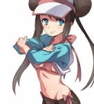 bra mei_(pokemon) pokemon pokemon_bw2 rei_(pokemon) rosa shirt_lift smile undressing