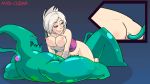 16:9_aspect_ratio 1girl 1girl anal anus ass big_breasts bottomless bouncing_ass bouncing_breasts breasts close-up cowgirl_position double_penetration gif girl_on_top green_skin happy_sex hetero league_of_legends madclown24 male monster on_back penis pussy riven_(league_of_legends) shirt_down slime slime_monster smile straddling tentacle vaginal white_hair zac_(league_of_legends)