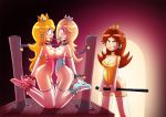  ass ballgag big_ass big_breasts bondage breasts cleavage collar dominatrix female princess_daisy princess_peach princess_rosalina ragadabah_(artist) slave slave_collar super_mario_bros. yuri 