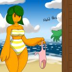 2_girls about_to_fuck age_difference beach bikini bikini_bottom bikini_top breasts cactus female/female friends green_hair holding_clothes naked niyarts nude orange_skin ready_for_sex sex sona_(niyarts) undressed undressing young younger_female