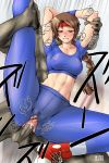 1girl abs anal anus arikawa arms_behind_head ass_juice blush braid breasts brown_eyes brown_hair clothed_sex cum cum_in_pussy dark-skinned_male erect_nipples fingerless_gloves gloves headband king_of_fighters leg_lift muscle nipples penis ponytail pubic_hair pussy rape ryuuko_no_ken sakazaki_yuri sex shoes single_braid sneakers snk socks solo_focus spandex spread_legs the_king_of_fighters torn_clothes uncensored yuri_sakazaki