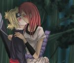  2girls art babe blonde blonde_hair blush closed_eyes forest hair hugging kipsiih kipsiih_(artist) kissing long_hair love multiple_girls mutual_yuri naruto neck outside red_hair redhead shirt short_hair tayuya temari tree yuri 