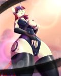 1girl 1girl anthro breasts cameltoe clothing cutie_mark equine friendship_is_magic fur furry grin hair high_res horn legwear looking_at_viewer mammal moondancer_(mlp) multicolored_hair my_little_pony nipples purple_eyes smile stockings tan_fur teeth two_tone_hair twotail813 unicorn