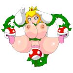 big_breasts bondage breasts licking nipples nude piranha_plant princess_peach super_mario_bros. tentacles thegeckodemon tongue