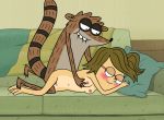  beaver cartoon_network couch_sex eileen_(regular_show) eileen_roberts furry raccoon regular_show rigby vaginal 