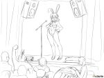 bunnysuit disney flcl haruko_haruhara mickey_mouse microphone monochrome nipples pussy rough_sketch stage tagme utilizator white_background