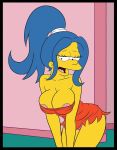 big_breasts blue_hair breasts croc_(artist) hair marge_simpson nipples open_mouth the_simpsons yellow_skin