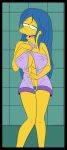 big_breasts blue_hair breasts croc_(artist) hair marge_simpson nipples open_mouth pubic_hair pussy the_simpsons yellow_skin